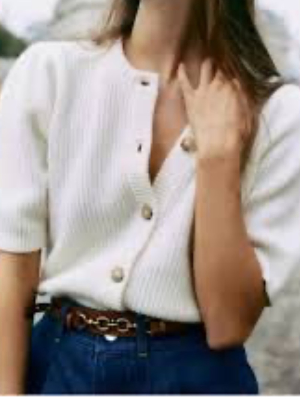 Frame Shrunken Short Sleeve Gardigan